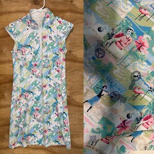 San Soleil Sleeveless Dress Flower size XS golf Flamingo active dress